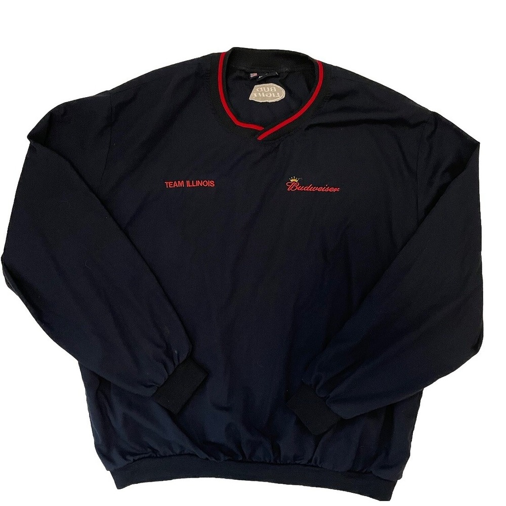 King Louie Vintage Budweiser Team Illinois Sz 2XL Blue‎ Pullover Shirt USA Made